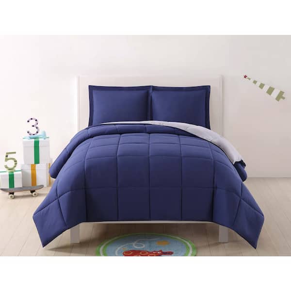 My World Anytime 3-Piece Navy and Grey Queen Comforter Set