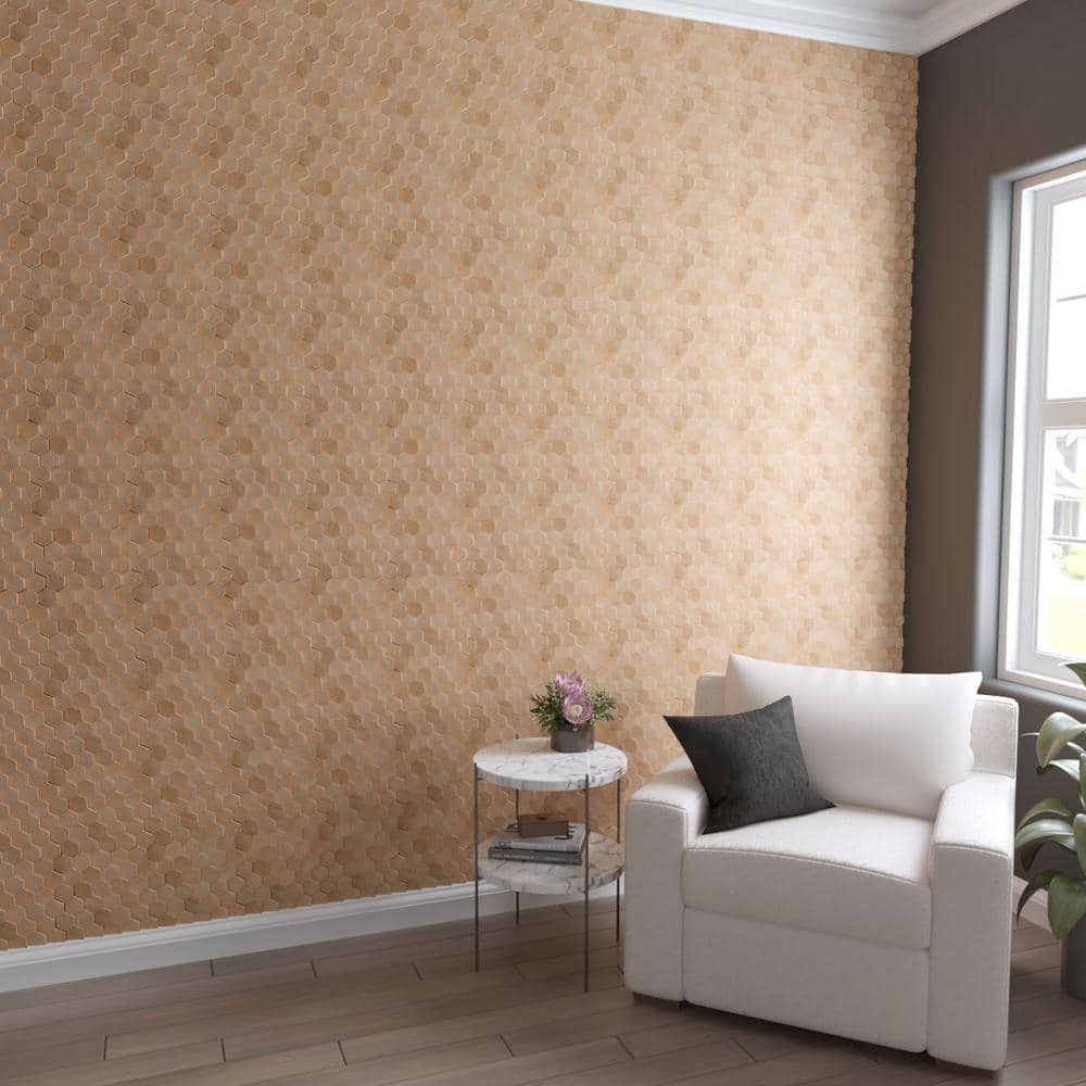 Small Honeycomb Pine Wood Mosaic Wall Tile