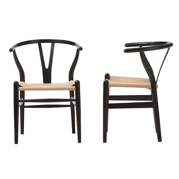 Baxton Studio - Wishbone Mid-Century Black Finish Wood Chair 2-Piece Set