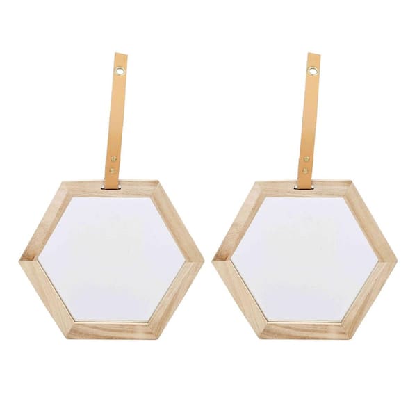 Miscool Anky Beige Brown 11.2 in. W x 9.8 in. H Decorative Wall Mirror Wood Framed Mirror