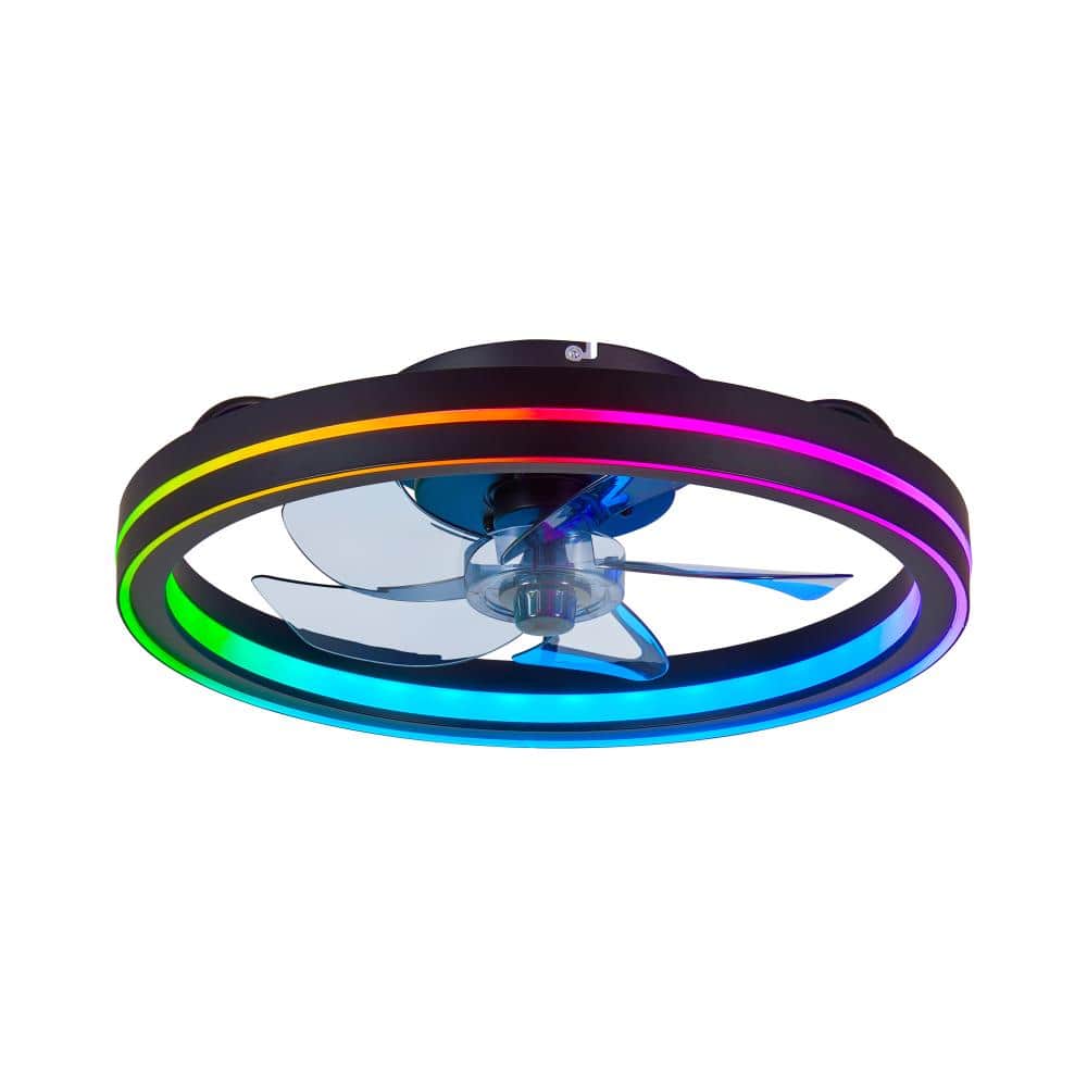 19'' RGB Ceiling Fan with Lights, Low Profile Ceiling Fans with Lights and Remote, Modern Bladeless Fandelier, Black price history on PriceWatchPro