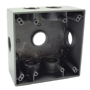 N3R Aluminum Gray 2-Gang Weatherproof Electrical Box, Seven Outlets at 3/4 in., with closure plugs