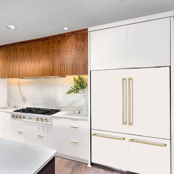 Autograph Edition 60 in. 4-Door French Door Refrigerator with Champagne Bronze Handles and White Matte Panels