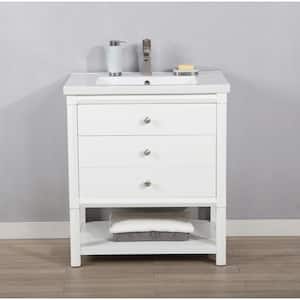 Logan 30 in. W x 18.5 in. D Bath Vanity in White with Porcelain Vanity Top in White with White Basin