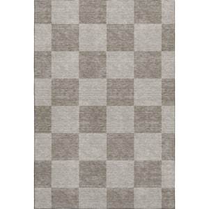 Mayfield Premium Machine Washable Abstract AMF2345 Khaki 5 ft. x 7 ft. 6 in. Area Rug