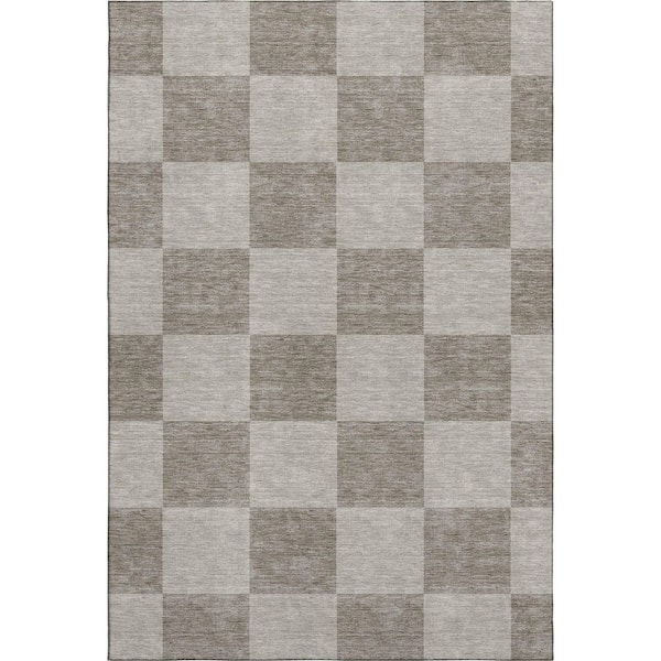 Mayfield Premium Machine Washable Abstract AMF2345 Khaki 5 ft. x 7 ft. 6 in. Area Rug