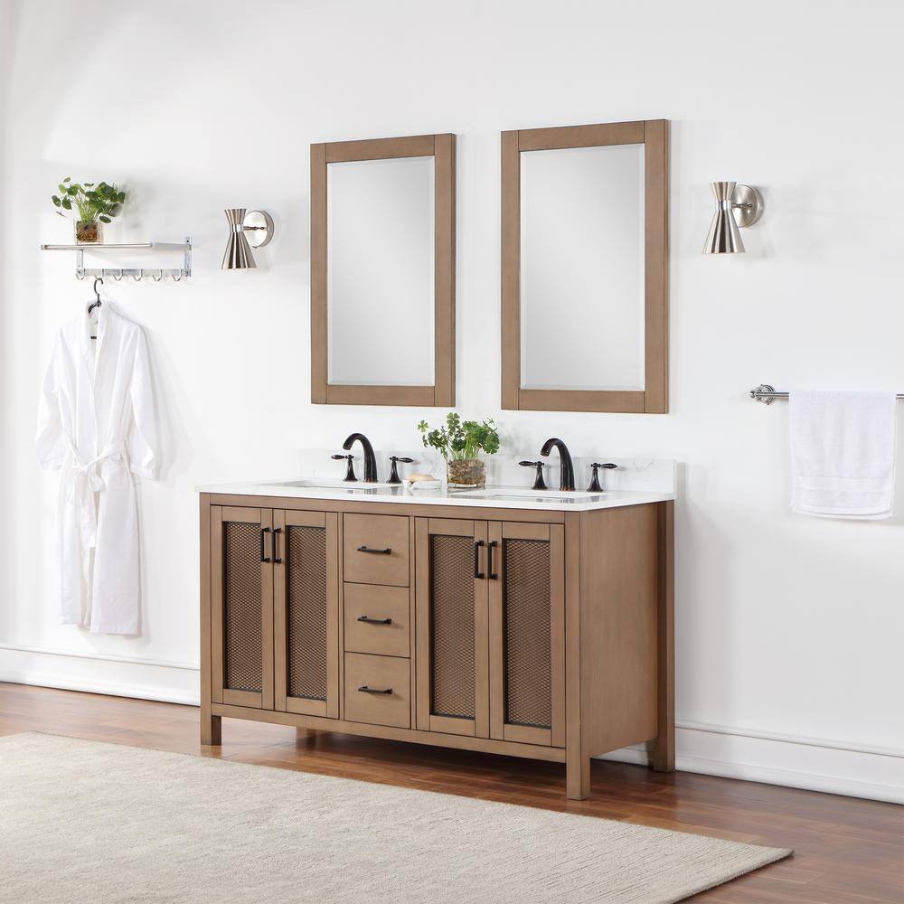 Ivy 36" x 24" Brown Pine Rectangular Bathroom Mirror