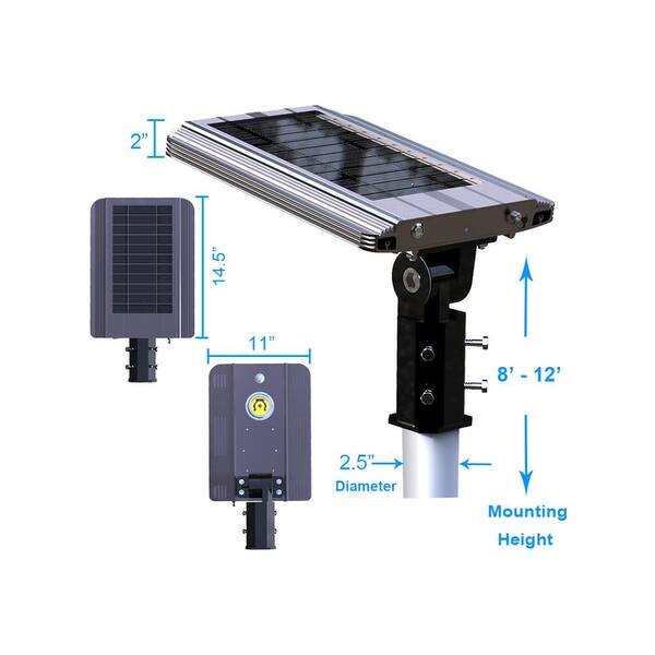 1,600LM Commercial Solar LED Street Light Outdoor IP65 Dusk to Dawn Sensor Lamp 