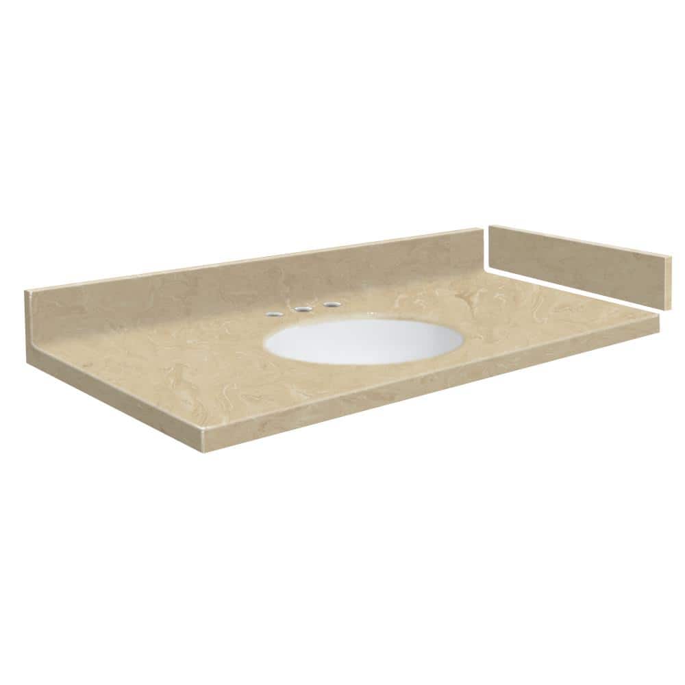 Transolid 28 in. W x 22.25 in. D Solid Surface Vanity Top in Almond Sky with White Basin and Widespread -  608197371332