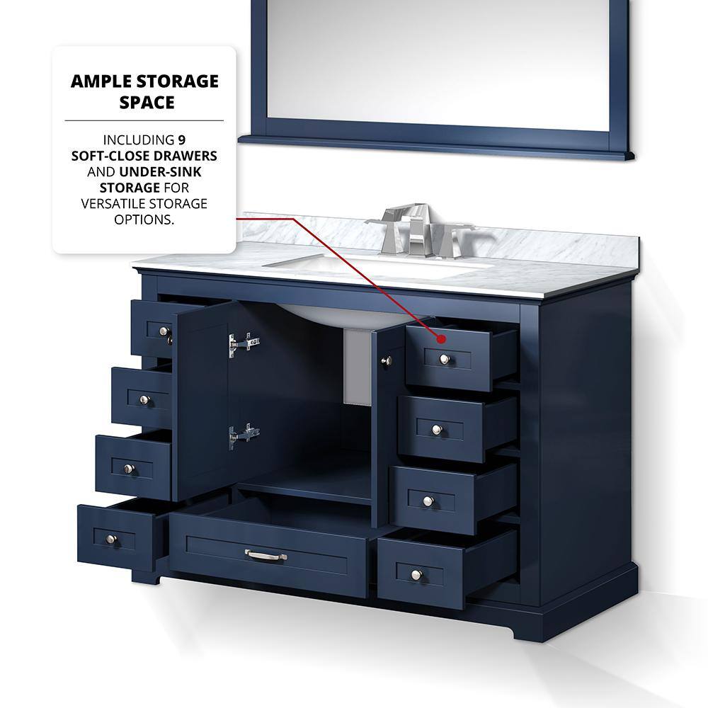 Navy Blue 48" Single Vanity with Carrara Marble Top