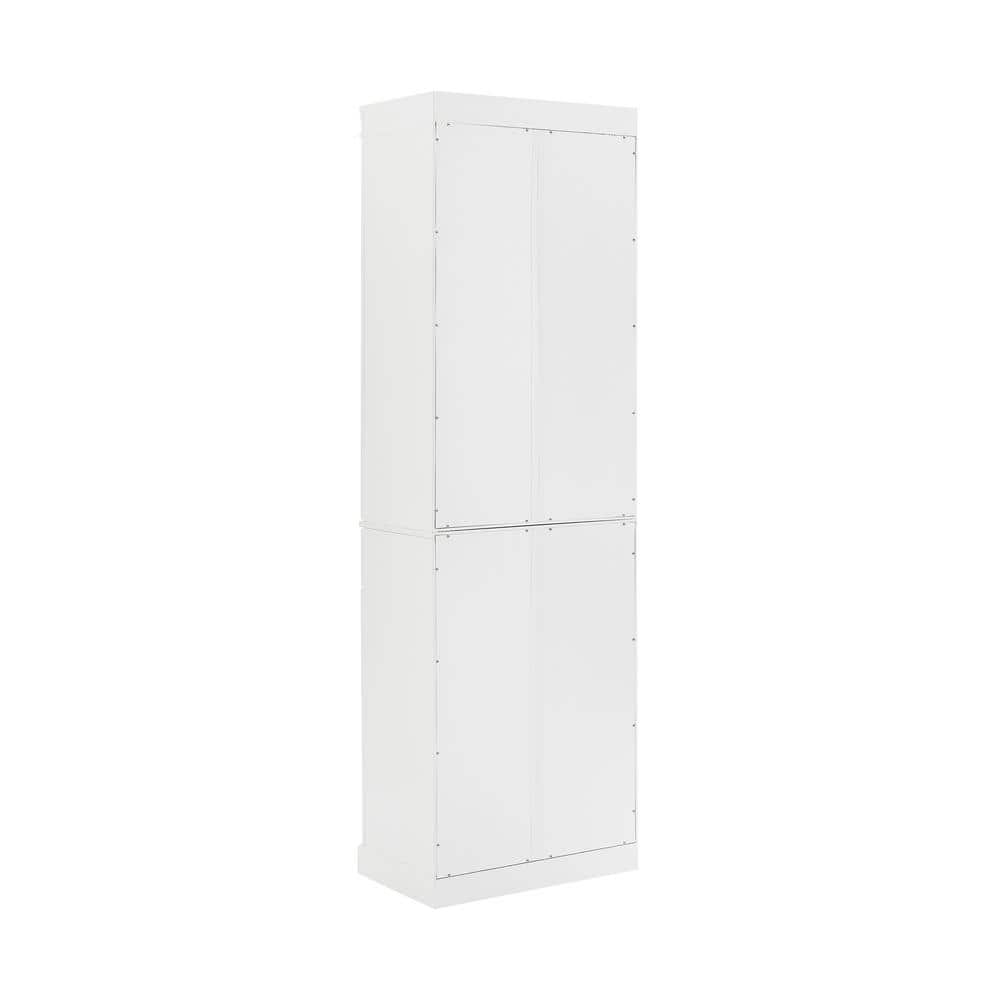 White Tall MDF Wood Pantry Set with Adjustable Shelves