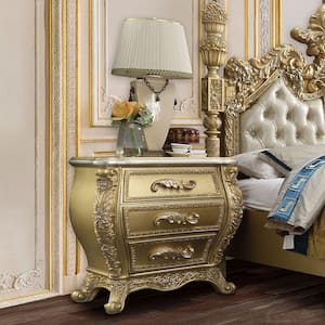 Cabriole Gold Finish 3 - Drawer 20 in. W Nightstand