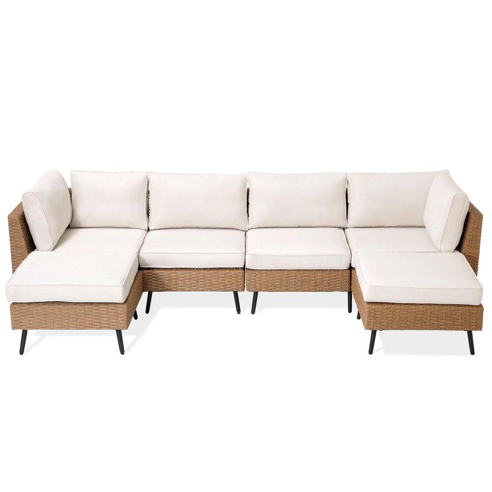 5-Piece Wicker Outdoor Sofa Sectional Set with Gray Cushions price history on PriceWatchPro