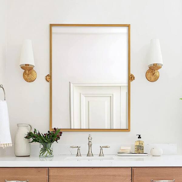 NEUTYPE 38 in. H x 26 in. W Modern Rectangle Metal Framed Pivoted Wall