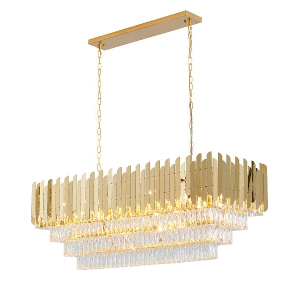 Unbranded Ziello 14-Light Gold Stainless Steel Chandelier With Clear Crystal