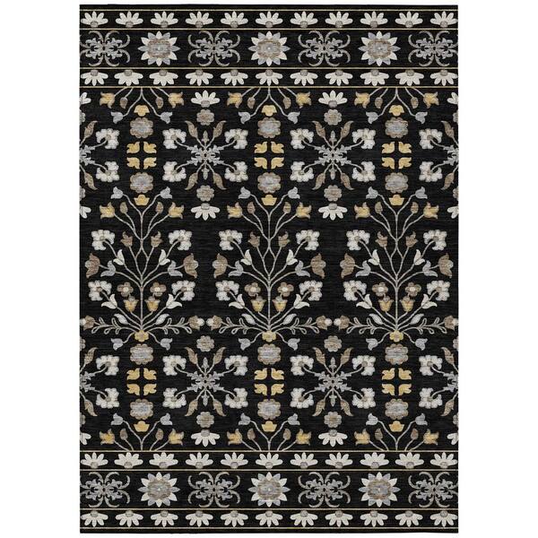Chantille Machine Washable Indoor/Outdoor Abstract ACN3048 Black 3 ft. x 5 ft. Area Rug