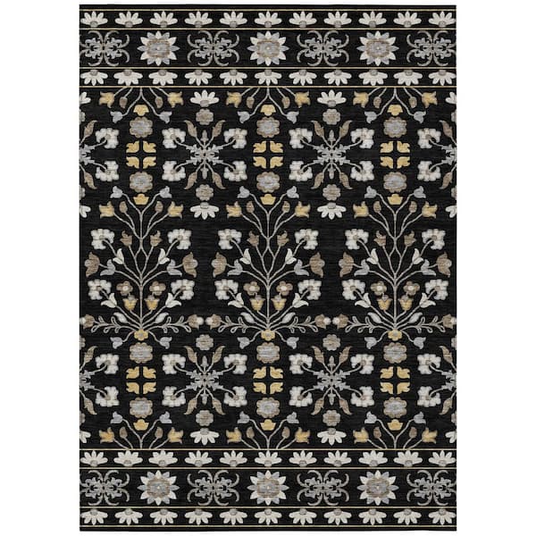 Chantille Machine Washable Indoor/Outdoor Abstract ACN3048 Black 9 ft. x 12 ft. Area Rug