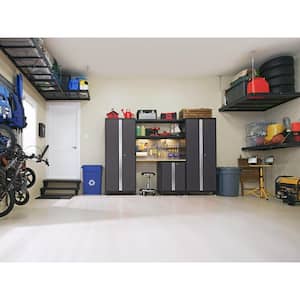 Bold Series 8-Piece 24-Gauge Stainless Steel Garage Storage System in Charcoal Gray (132 in. W x 77 in. H x 18 in. D)