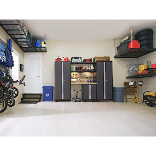 Bold 19.58 in. H x 192 in. W x 12 in. D 24-Gauge Welded Steel Garage Cabinet Set in Gray (6-Piece)