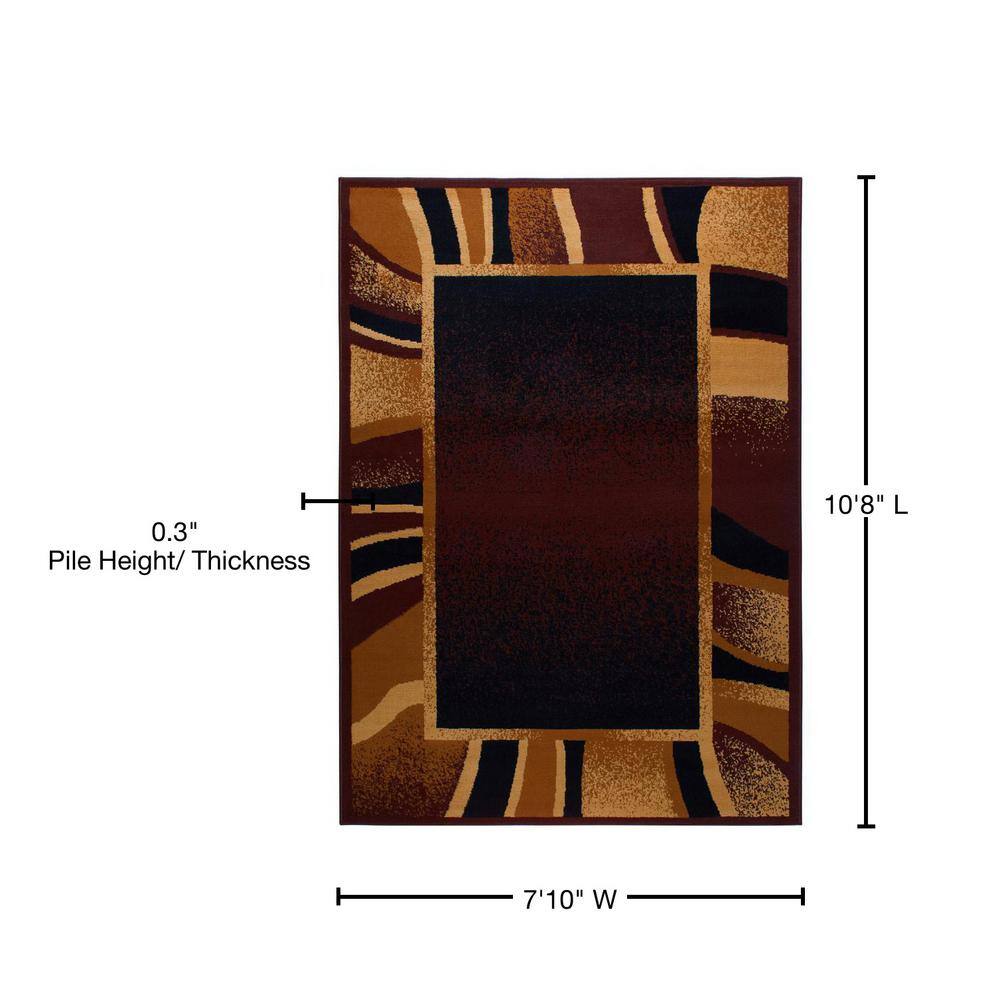 Premium Brown Rectangular Washable Synthetic Area Rug, 7'8"x10'7"