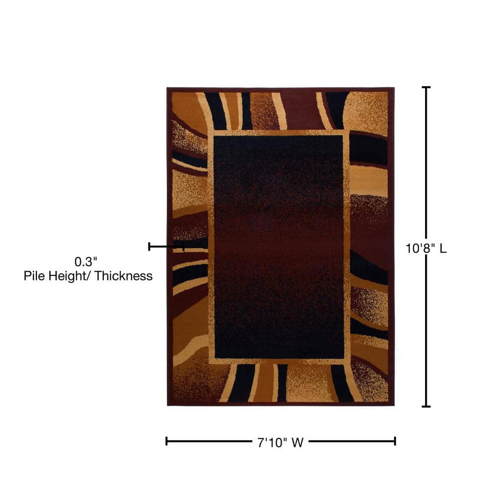 Premium Brown Rectangular Washable Synthetic Area Rug, 7'8"x10'7"