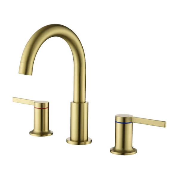 8 in. Widespread Double Handle Bathroom Faucet in Gold