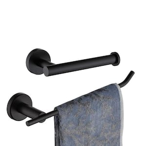 Wall Mounted 2 -Piece Bath Hardware Set Towel Bar Set with Toilet Paper Holder Hand Towel Holder in Matte Black