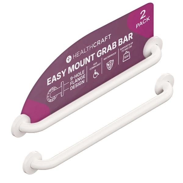 HEALTHCRAFT Easy Mount 24 in. Grab Bar ADA Compliant for Bath and Shower Safety (500 lbs. Capacity) in White