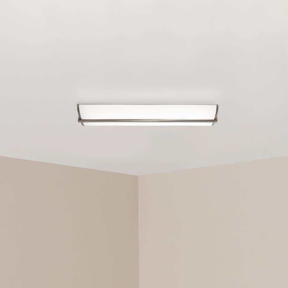 Hampton Bay - Hampton Bay 48 in. Contemporary Brushed Nickel Dimmable Integrated LED Flush Mount for Kitchens