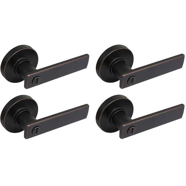 Defiant Westwood Aged Bronze Bed and Bath Door Handle with Round Rose (4-Pack)