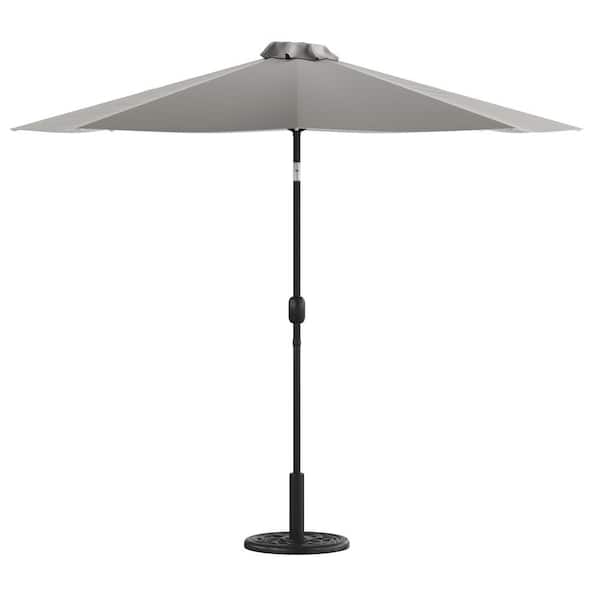 Carnegy Avenue 9 ft. Market Patio Umbrella in Gray with Base