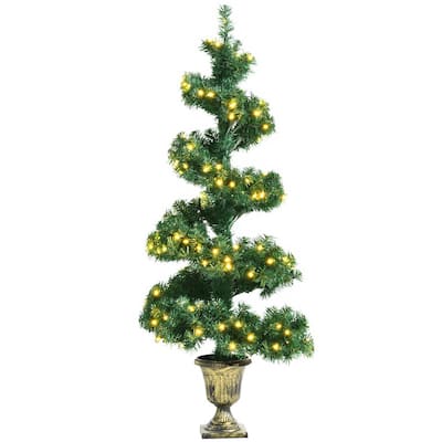 4 ft. Pre-Lit Spiral Topiary Christmas Tree Artificial Helical Xmas Tree