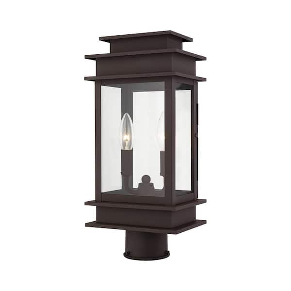 AVIANCE LIGHTING Stickland 17 in. 2-Light Bronze Cast Brass Hardwired Outdoor Rust Resistant Post Light with No Bulbs Included