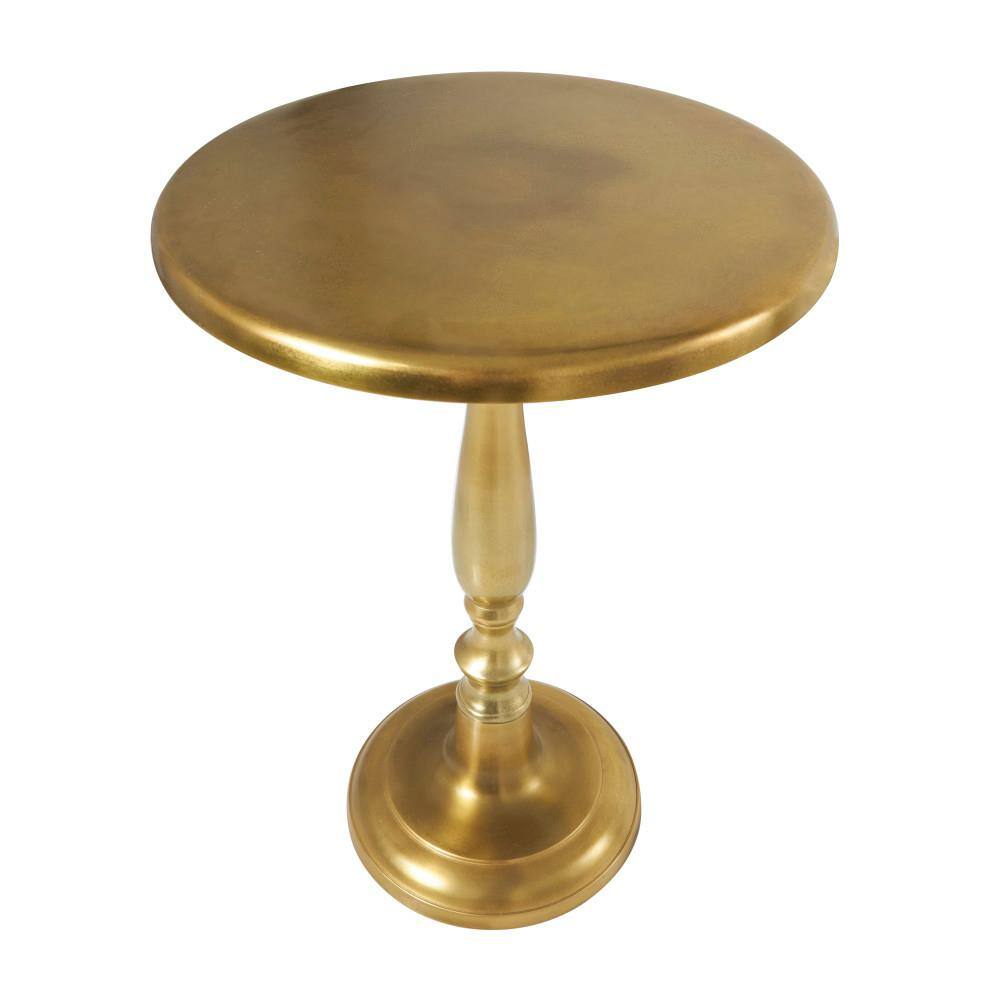 Gold Aluminum Round Pedestal Accent Table, 19"