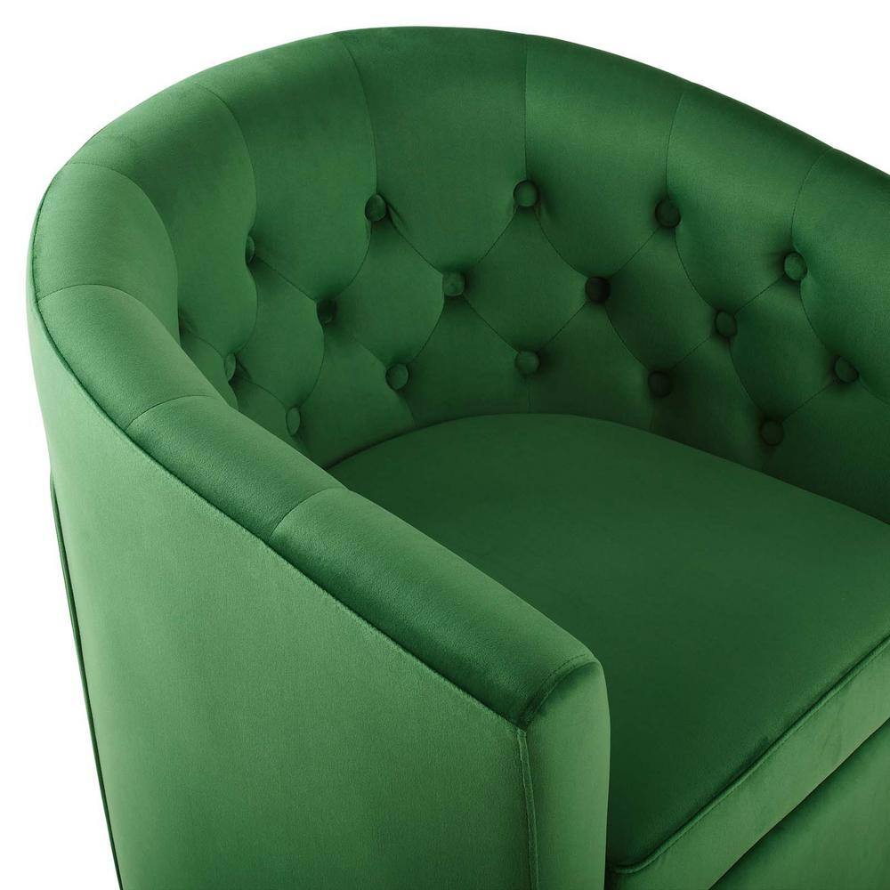 Emerald Velvet Tufted Swivel Barrel Accent Chair