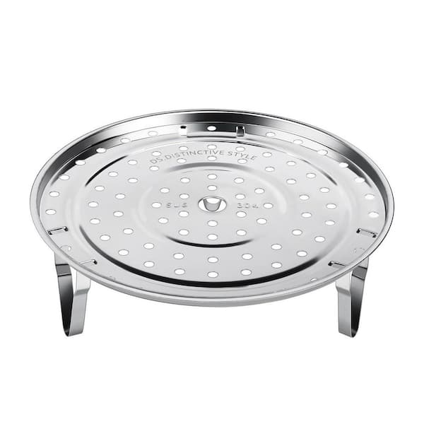 8 qt. Silver Stainless Steel Steamer Rack with Removable Legs Multi-Functional Steam Tray for Pressure Cooker