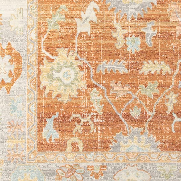 Blue, Orange 2 ft. x 3 ft. Loomed Floral Polypropylene Rectangle Indoor/Outdoor Area Rug