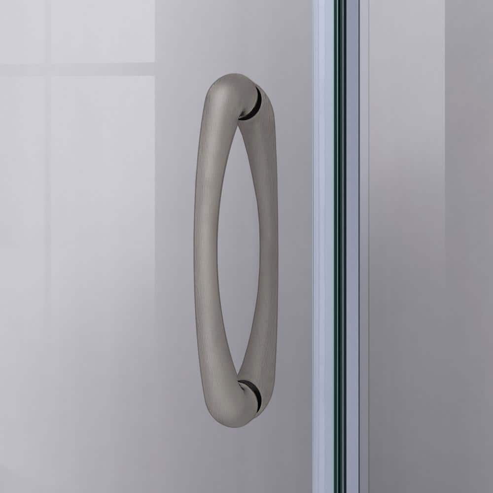 Prime 33" Frosted Glass Round Sliding Shower Enclosure with Brushed Nickel Hardware