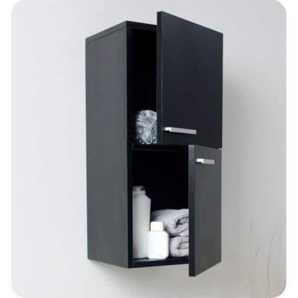 12-63/100 in. W x 27-1/2 in. H x 12 in. D Bathroom Linen Storage Cabinet in  Black