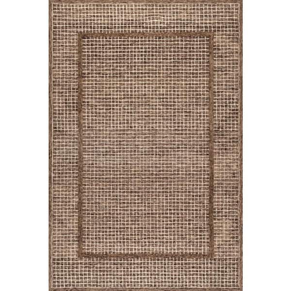 Chessie Checked Wool Brown 10 ft. x 14 ft. Indoor Area Rug