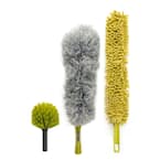 Dusting Kit for Extension Pole or by Hand Includes Cobweb Duster, Microfiber Feather Duster, Chenille Fan Duster