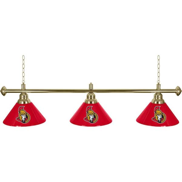 Trademark NHL Ottawa Senators 60 in. Three Shade Gold Hanging Billiard Lamp