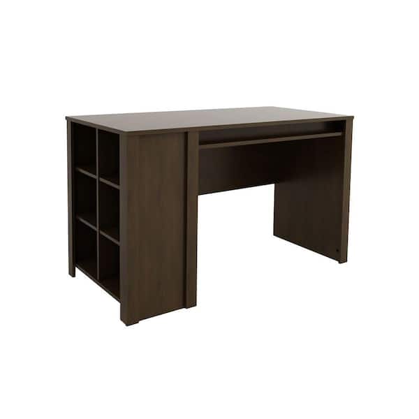 Ameriwood Transitional Table Desk with 6-Cube Storage in Resort Cherry