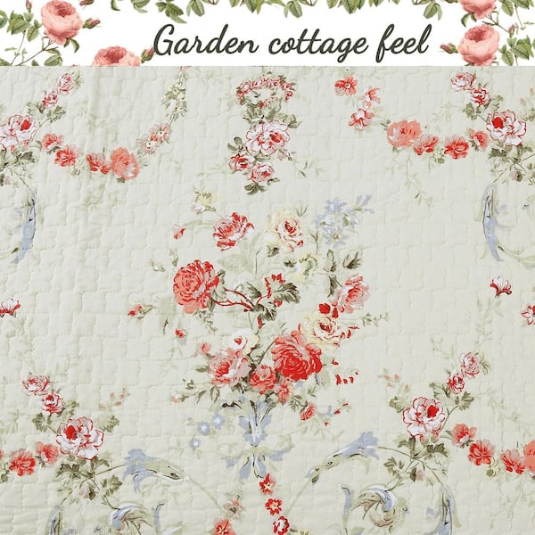 Garden Bouquet 3-Piece Reversible Beige Floral Microfiber King