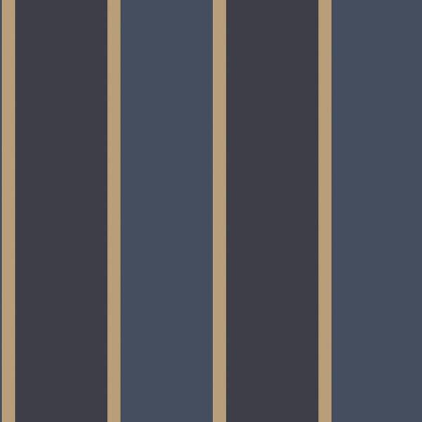 Unbranded Black/Blue/Gold Smart Stripes 3 Formal Stripe Sheen Finish Non-Pasted Vinyl on Non-Woven Wallpaper Sample