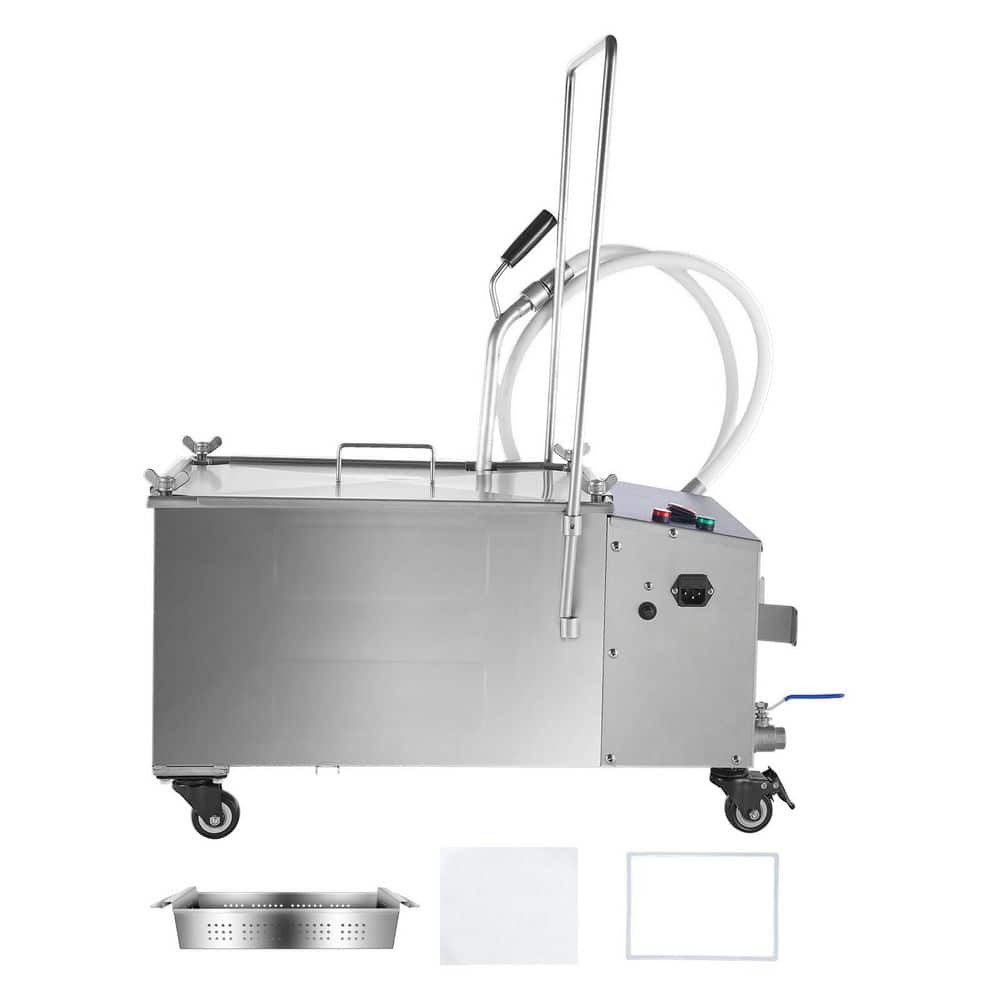 Portable Oil Filtering Unit, 33 Qt. Silver 38L Capacity, 10 L/min Filtering Speed, Equipped with Swivel Casters