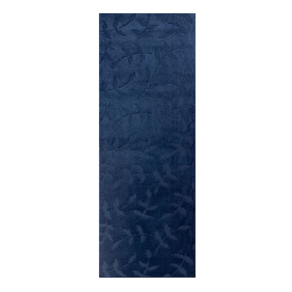 Custom Size Runner Rug Euro Collection Flowers Navy 26 in. W x 420 in. L Stair Runner 75.83 sq. ft.