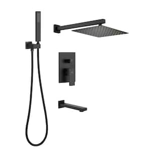 1-Spray Patterns with 2.5 GPM 10 in. Tub Wall Mount Dual Shower Heads in Spot Resist Matte Black