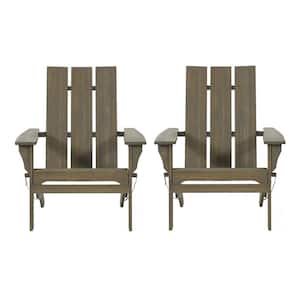 Eliphaz Gray Folding Wood Outdoor Patio Adirondack Chair (2-Pack)