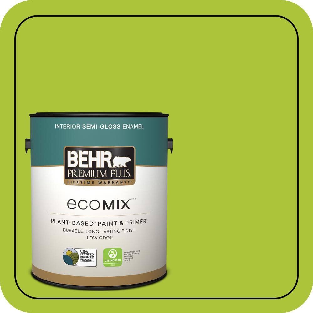 1 gal. #410B-6 Crisp Green Semi-Gloss Enamel EcoMix Plant-Based Interior Paint & Primer price history on PriceWatchPro